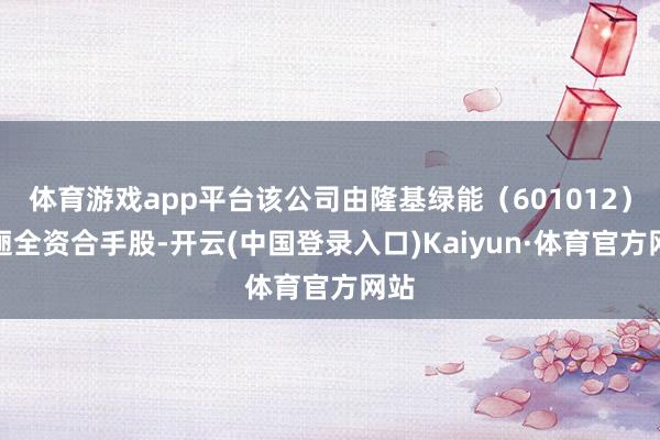 体育游戏app平台该公司由隆基绿能（601012）迤逦全资合手股-开云(中国登录入口)Kaiyun·体育官方网站