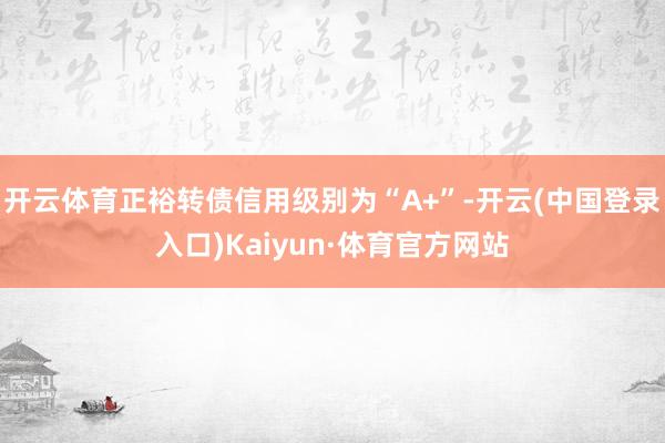 开云体育正裕转债信用级别为“A+”-开云(中国登录入口)Kaiyun·体育官方网站
