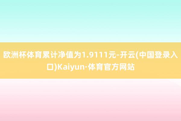欧洲杯体育累计净值为1.9111元-开云(中国登录入口)Kaiyun·体育官方网站