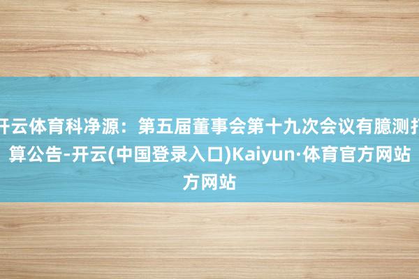 开云体育科净源：第五届董事会第十九次会议有臆测打算公告-开云(中国登录入口)Kaiyun·体育官方网站