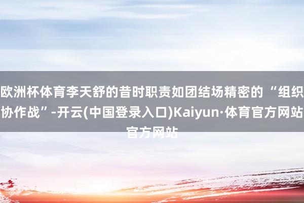 欧洲杯体育李天舒的昔时职责如团结场精密的 “组织协作战”-开云(中国登录入口)Kaiyun·体育官方网站