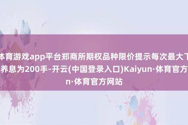 体育游戏app平台郑商所期权品种限价提示每次最大下单量养息为200手-开云(中国登录入口)Kaiyun·体育官方网站