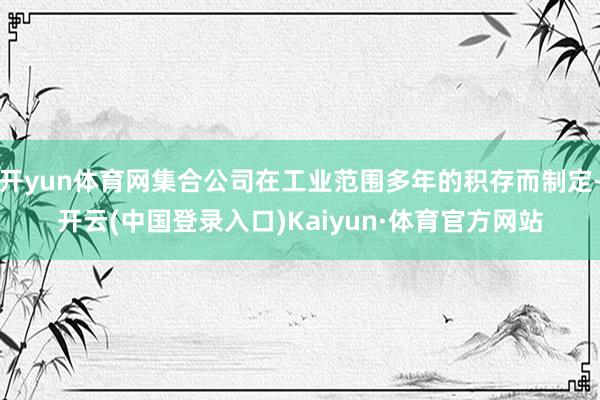 开yun体育网集合公司在工业范围多年的积存而制定-开云(中国登录入口)Kaiyun·体育官方网站